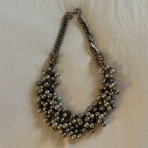 Stella & Dot Silver Cluster Pearl Necklace